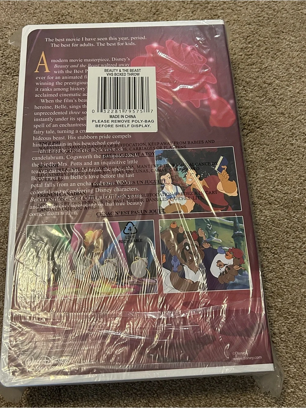 Disney Beauty and the Beast Throw Blanket - Purple, Gold, Pink